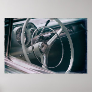 Klassisk bil Insida Retro Mid-Century Automobile Poster