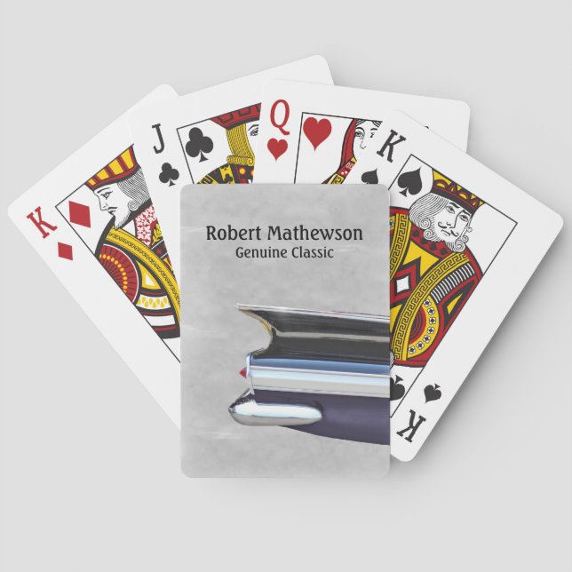 Klassisk bil och klassisk person anpassa casinokort (Baksidan)