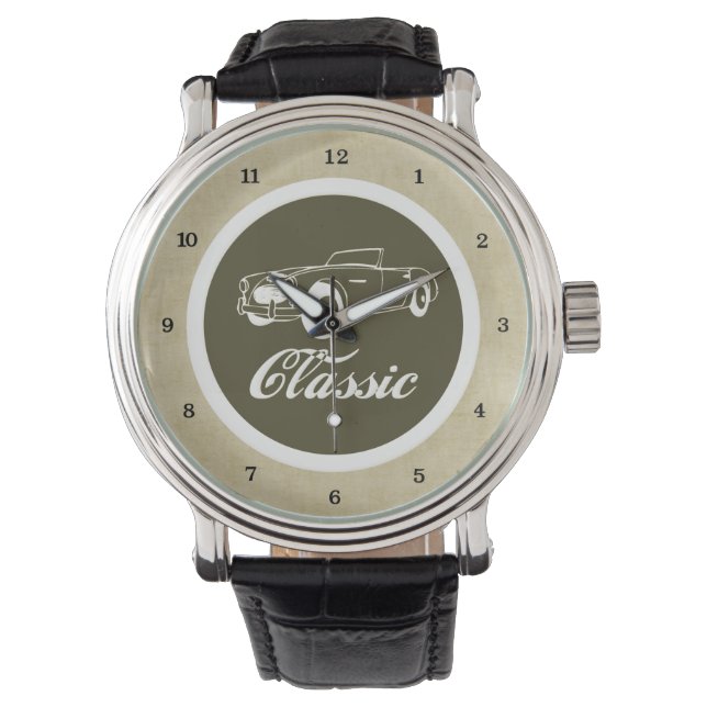 Klassisk bil Retro Automobile 1950 s konvertibel Armbandsur (Framsida)