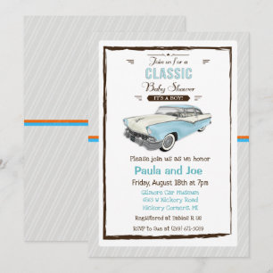 Klassisk bil retro baby shower inbjudan