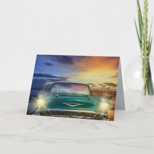 KLASSISK BILBLUE FÖR HIM FÖDELSEDAGSKORT KORT (Framsida)