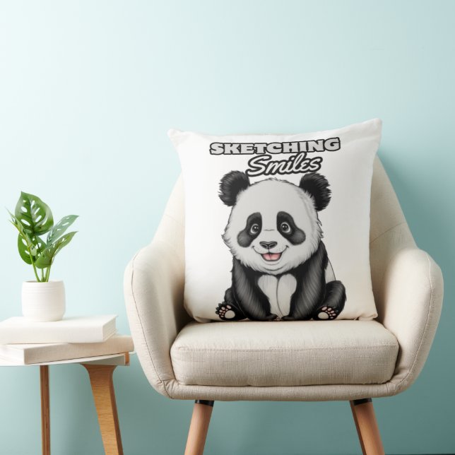 Klassisk bild av svart och vit panda kudde (Stol)