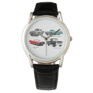 Klassisk bildobjekt Krona-Protector-Black-Leather Armbandsur