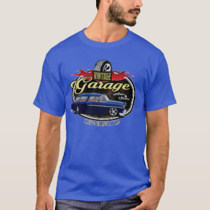 Klassisk bilgarage med Blue Nomad-gåva T Shirt