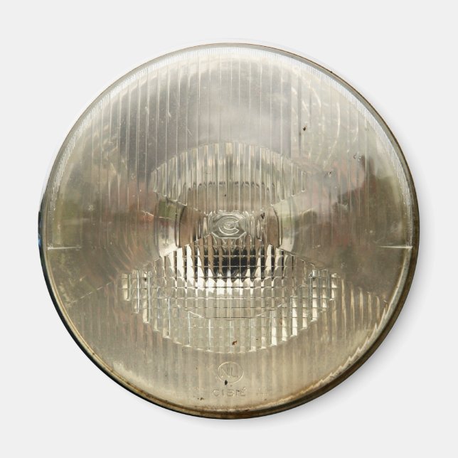 Klassisk bilstrålkastare med rund, genomskinlig gl magnet (Framsidan)