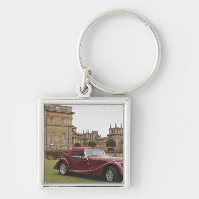 Klassisk bilutställning, Blenheim Palace Fyrkantig Silverfärgad Nyckelring (Framsidan)