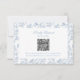 Klassisk blå blommig Toile QR-kod RSVP OSA Kort