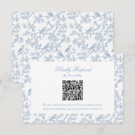 Klassisk blå blommig Toile QR-kod RSVP OSA Kort