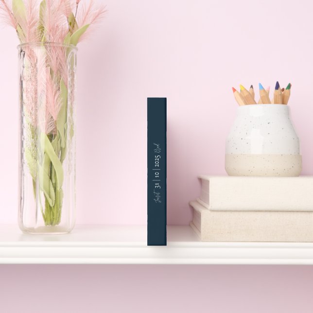 Klassisk blå Blommigt Bröllop Guest Bok (Ryggrad)