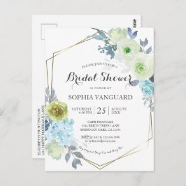 Klassisk blå Blommigt Inbjudningskort för möhippan