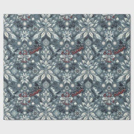 Klassisk blå Blommigt - Trimming-jul Presentpapper