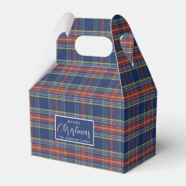 Klassisk blå bränd orange Tartan-rutig jul Presentaskar