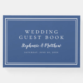 Klassisk blå Chic enkel minimalistisk Bröllop Gästböcker