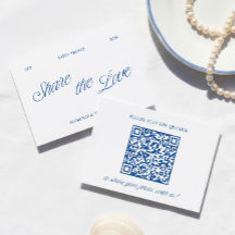 Klassisk Blå Dela Kärleken QR-kod Bröllopsfoto