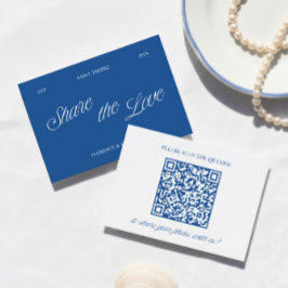 Klassisk Blå Dela Kärleken QR-kod Bröllopsfoto Tilläggskort