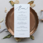 Klassisk blå Elegant Vit kalligrafi Meny<br><div class="desc">slimmad meny som matchar samlingen *om du vill ha fler pappra alternativ kan den här designen överföras till ett slimmat program *eller kontakta mig om du vill ha mer hjälp</div>
