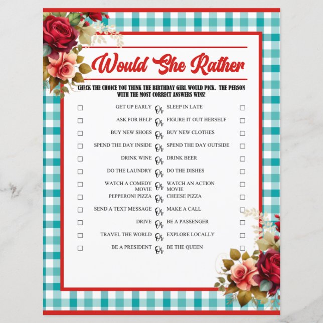 Klassisk blå Födelsedagsfest, hon spelar rätt spel (Framsida)