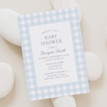 Klassisk Blå Gingham Pojke Baby Shower