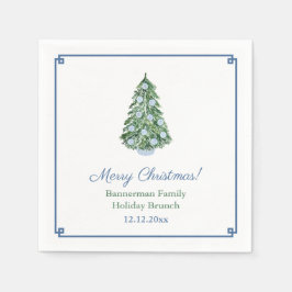 Klassisk blå Grönt Chinoiserie jul Party Pappersservett