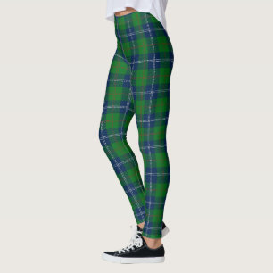 Klassisk blå Grönt jul Tartan Play Mönster Leggings