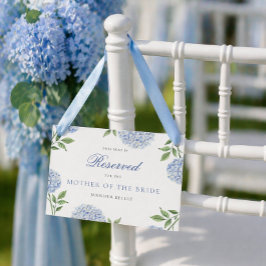 Klassisk blå hortensia vigselstol reservkort inbjudningar