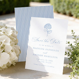 Klassisk blå Hydrangea-bröllop Spara Datumet