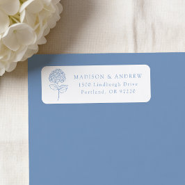 Klassisk Blå Hydrangea Bröllops Returadress Etikett