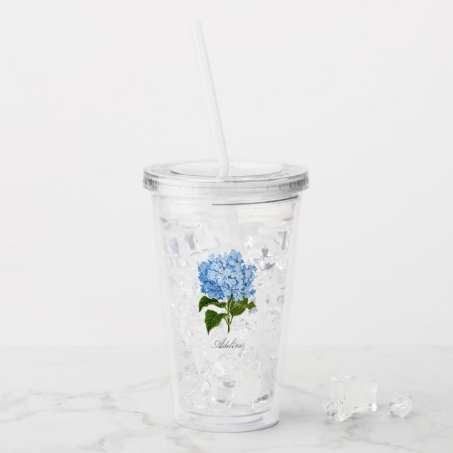 Klassisk blå Hydrangea Flower med Namn Take Away Mugg (Framsida Ice)