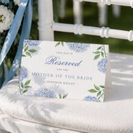 Klassisk blå hydrangea vigselstolskort kort