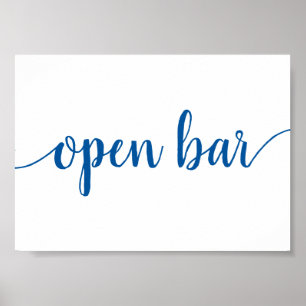 Klassisk blå kalligrafi   Skript Öppna Pub-tecken Poster