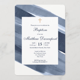 Klassisk blå, modern baptisminbjudan inbjudningar