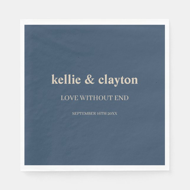 Klassisk blå modern Bröllop-blöjor Pappersservett (Framsidan)