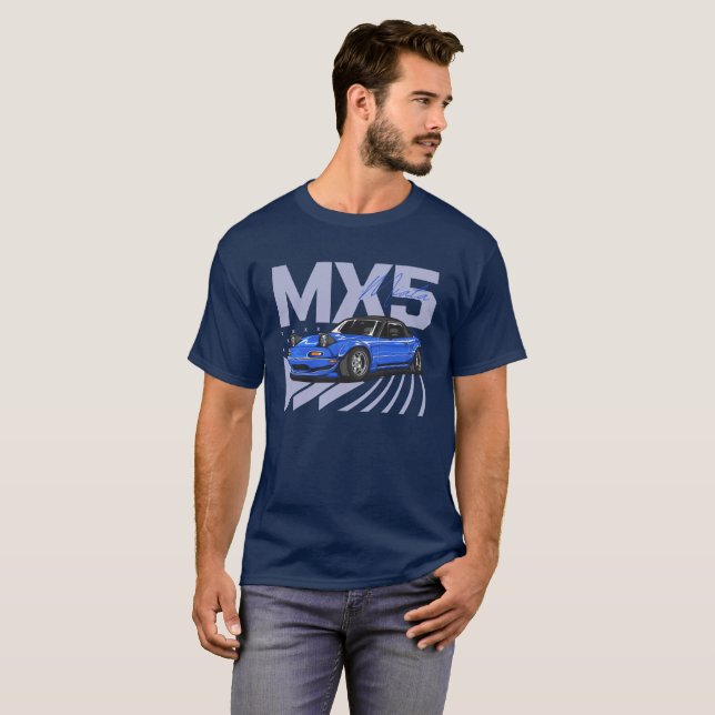 Klassisk blå MX5-mikroata med popup-strålkastare T Shirt (Hel framsida)