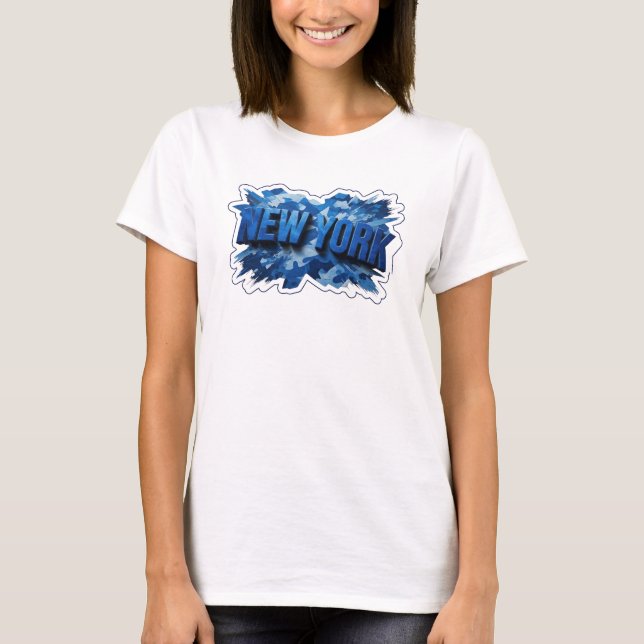 Klassisk blå NEW YORK Citat T-shirt (Framsida)
