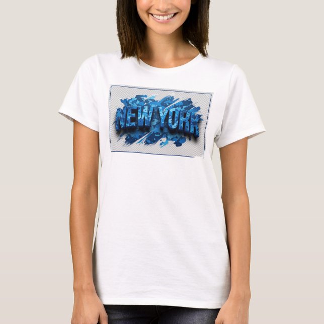 Klassisk Blå NEW YORK Skjorta Design v2 T Shirt (Framsida)
