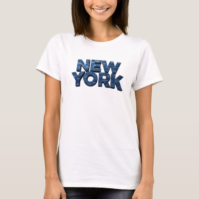 Klassisk blå NEW YORK skjortdesign T Shirt (Framsida)