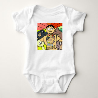 Klassisk blå och limegrön personlig inringad namn t shirt