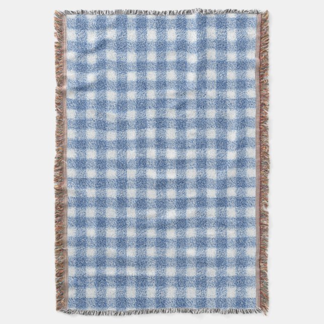 Klassisk blå och vit Gingham-ruta  Filt (Framsidan Vertikal)