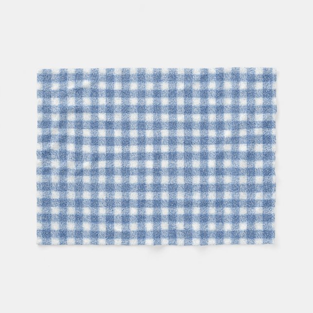 Klassisk blå och vit Gingham-ruta  Fleecefilt (Framsidan (Horisontell))