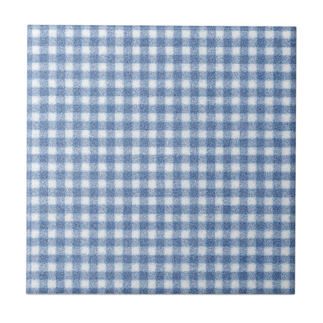 Klassisk blå och vit Gingham-ruta  Kakelplatta (Framsidan)
