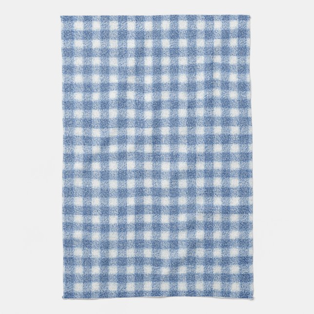 Klassisk blå och vit Gingham-ruta  Kökshandduk (Vertikal)