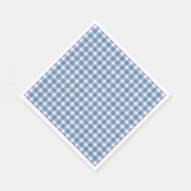Klassisk blå och vit Gingham-ruta  Pappersservett (Hörn)