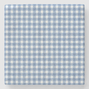 Klassisk blå och vit Gingham-ruta  Stenunderlägg