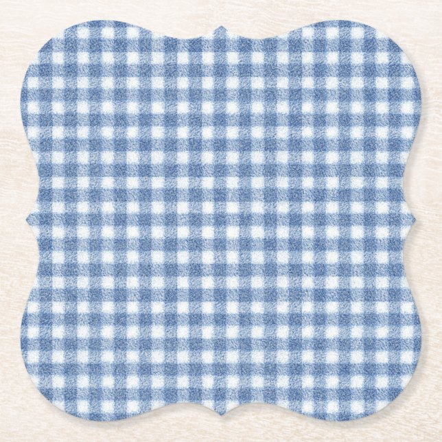 Klassisk blå och vit Gingham-ruta  Underlägg Papper (Framsida)