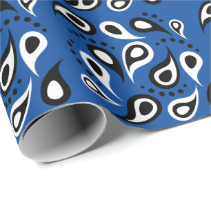 Klassisk blå Paisley Bandana Mönster Retro Modern Presentpapper
