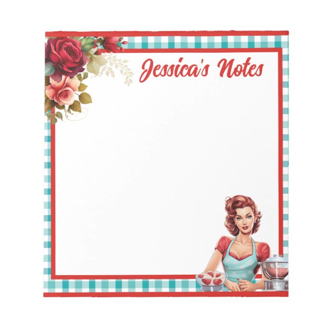 Klassisk Blå Pinup  Anteckningsblock (Framsida)