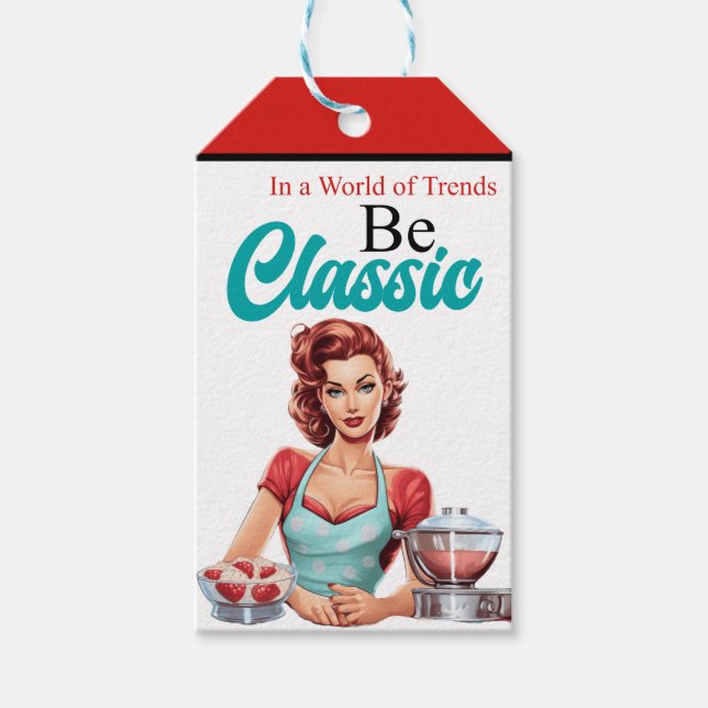 Klassisk Blå Pinup Födelsedagsfest Presentetikett (Framsidan)