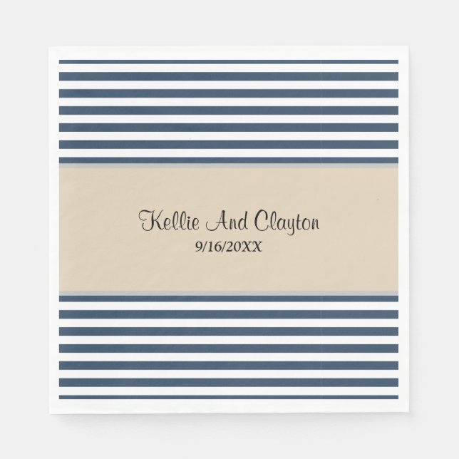 Klassisk blå Rand-blöjor Pappersservett (Framsidan)