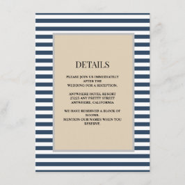 Klassisk blå randig ramad detaljerad bröllop tilläggskort