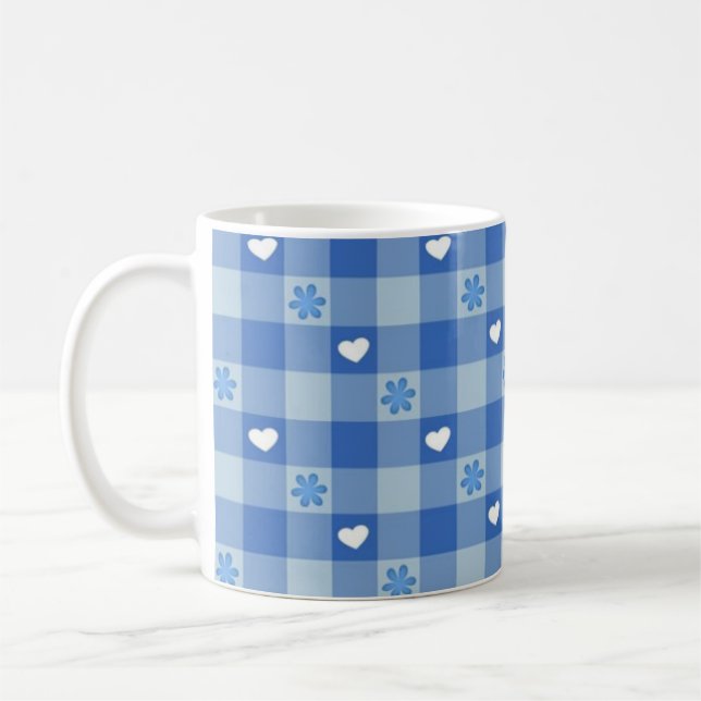 Klassisk blå rutig kaffemugg (Vänster)